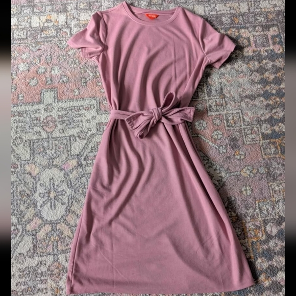 2/$20 Joe Fresh Mauve Pink Sheath Midi Dress Casual Crew Neck Short - Picture 3 of 4